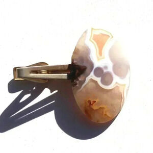 Vintage Gemstone (Agate Stone Geode Crystal) Cowboy Western Tie Clip Decor
